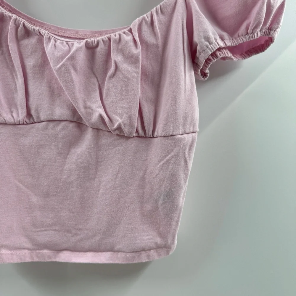 Hollister Light Pink Puffed Short Sleeve Top – Size Medium - Picture 3 of 7